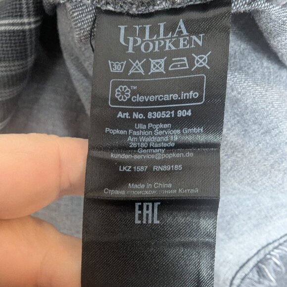 Ulla Popken Black Denim Flannel Snap Front Collared Shirt Raw Hem Plus Sz 16/18 - Picture 11 of 12